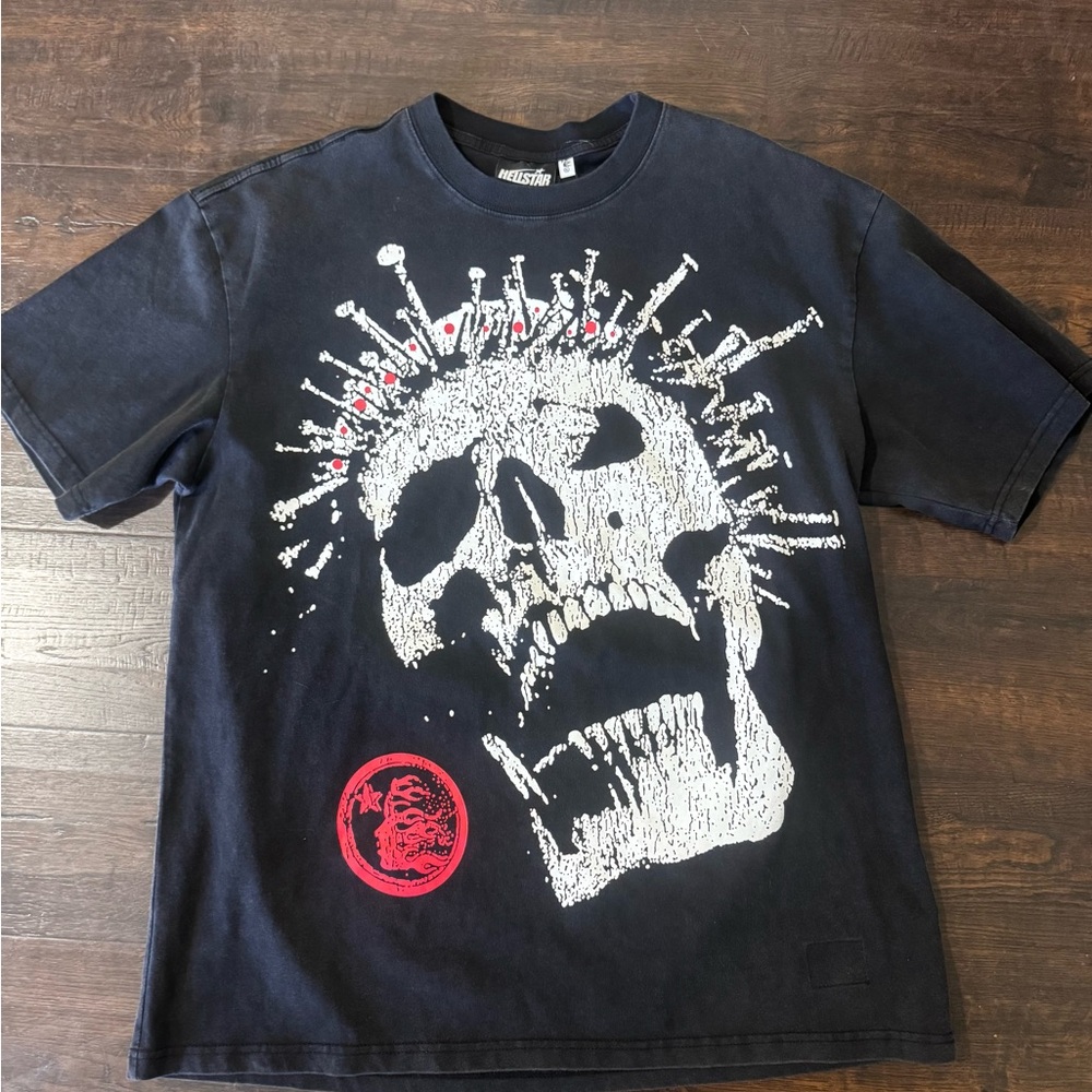 Hellstar Graphic Crowned Skull T-Shirt - Black,White,Red